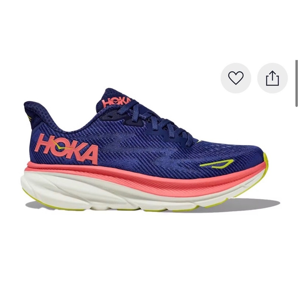 Hoka Clifton 9 Womens Running Shoes Deep Lake Ceramic Blue Pink US 8.5B